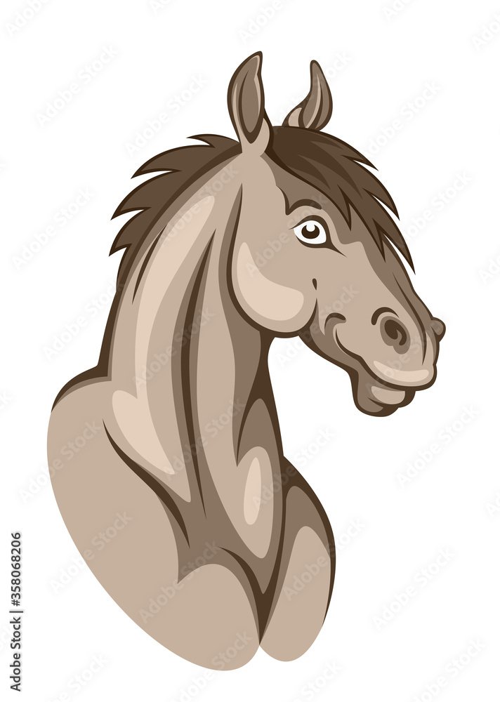 Funny horse on a white background