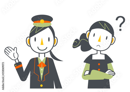 駅員と女性客のセット