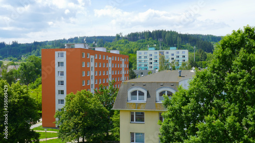Czech housing estate of blocks of flats on Habrmanova Street in Ceska Trebova
