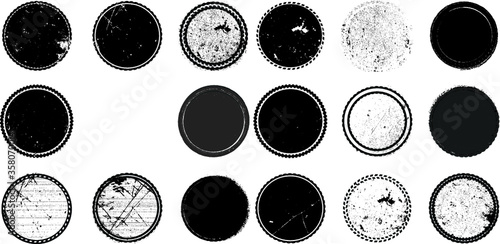 Grunge circle stamps collection . Vector