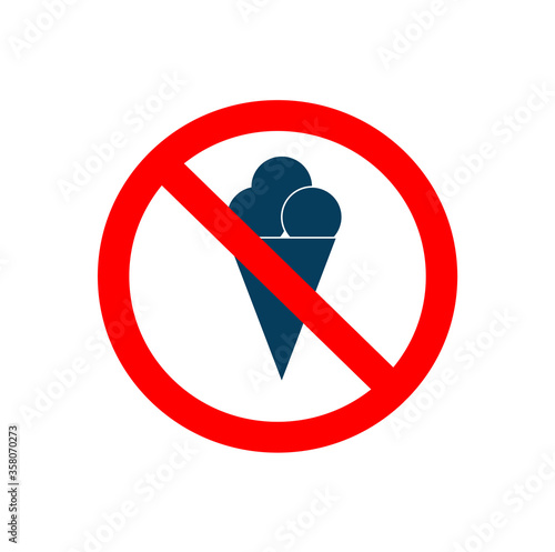 Sign entry with ice cream is prohibited. Vector flat illustration