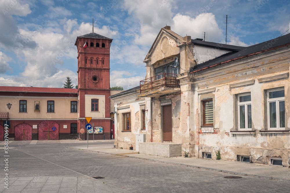 Main square and historic buildings in Sulejow, Lodzkie, Poland