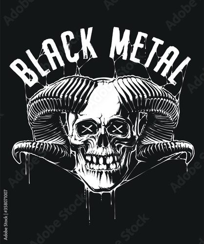 Vector illustration of Horned Skull
