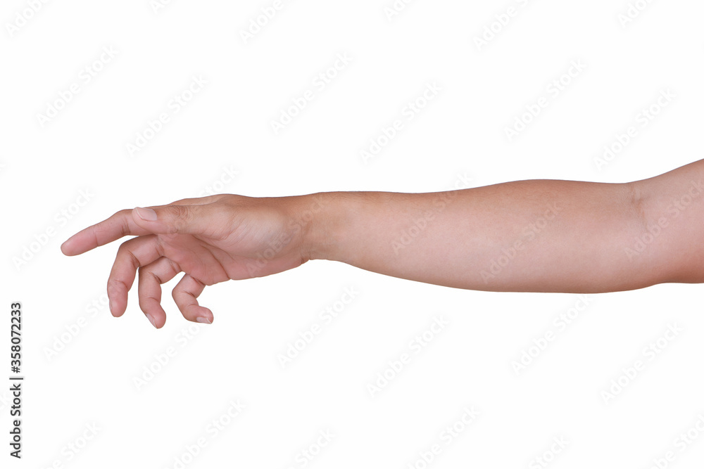 Fototapeta premium Male asian hand gestures isolated over the white background. 