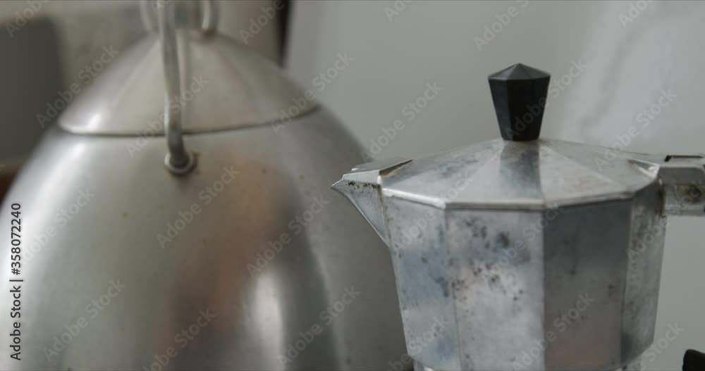 Process of making Italian espresso mocha coffee maker. Process of making Italian espresso mocha coffee maker.