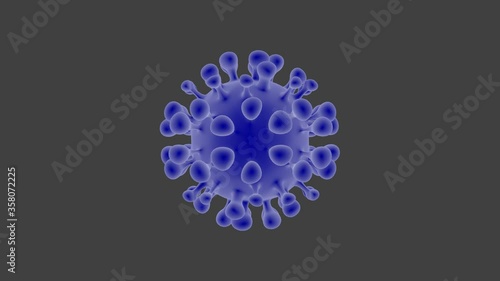 Coronavirus on gray color background. Abstract 3D rendering. Coronavirus disease 2019.
Covid 19. Sars-CoV-2.