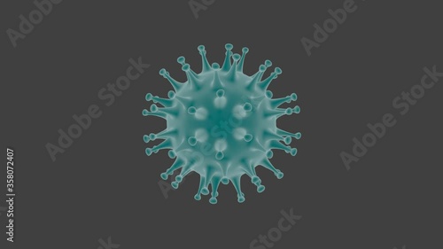 Coronavirus on gray color background. Abstract 3D rendering. Coronavirus disease 2019.
Covid 19. Sars-CoV-2.