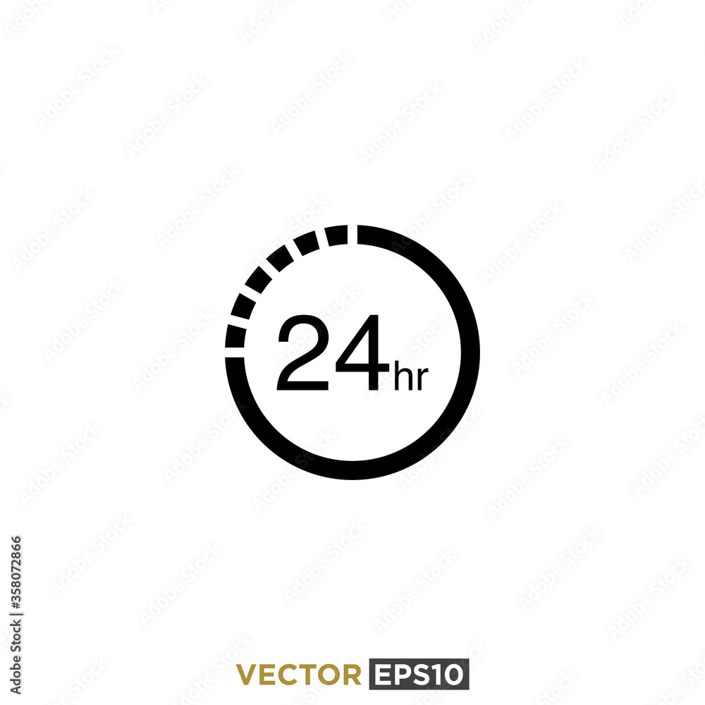 24 Hours Sign Icon Vector 24 Hours Sign Icon Vector