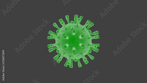 Coronavirus on gray color background. Abstract 3D rendering. Coronavirus disease 2019.
Covid 19. Sars-CoV-2.