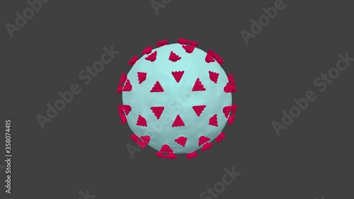 Coronavirus on gray color background. Abstract 3D rendering. Coronavirus disease 2019.
Covid 19. Sars-CoV-2.
