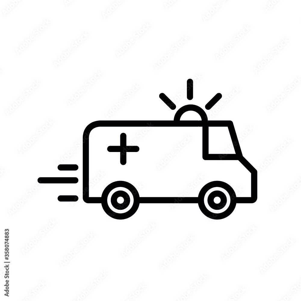 Ambulance line flat vector icon for mobile application, button and website design. Illustration isolated on white background. EPS 10 design, logo, app, infographic.