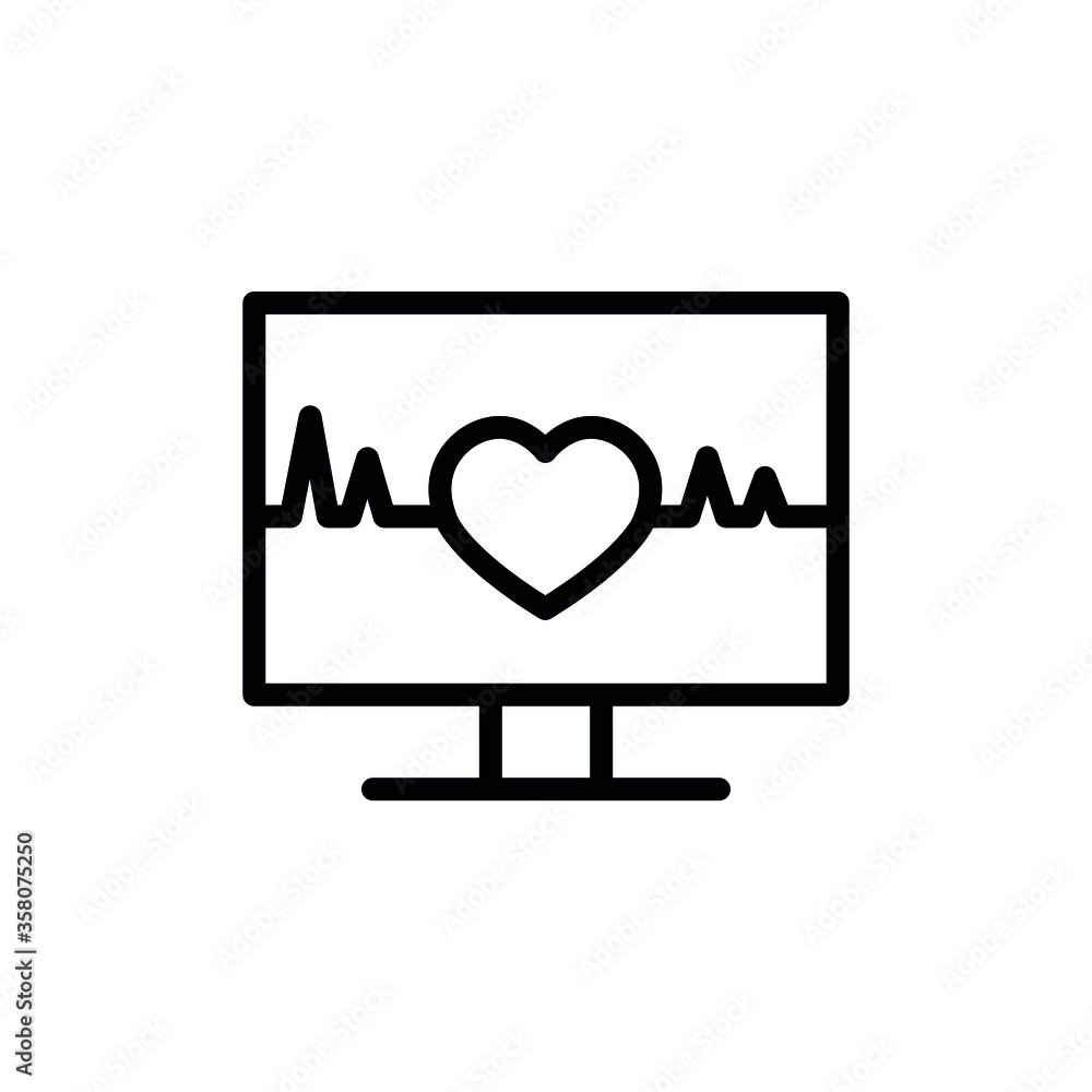 Online Cardiology, E-health line flat vector icon for mobile application, button and website design. Illustration isolated on white background. EPS 10 design, logo, app, infographic. Online Cardiology, E-health line flat vector icon for mobile application, button and website design. Illustration isolated on white background. EPS 10 design, logo, app, infographic.