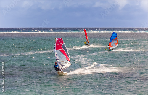 kite surfing on the beach