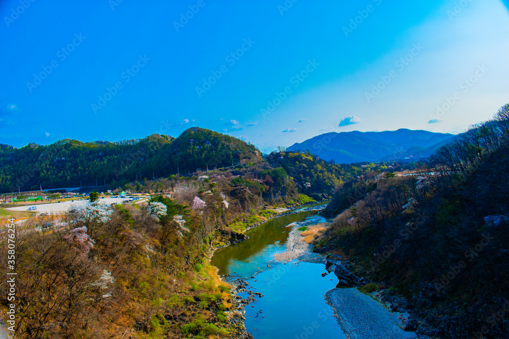 Scenic view of Hantan River Geopark in Pocheon, Korea. 