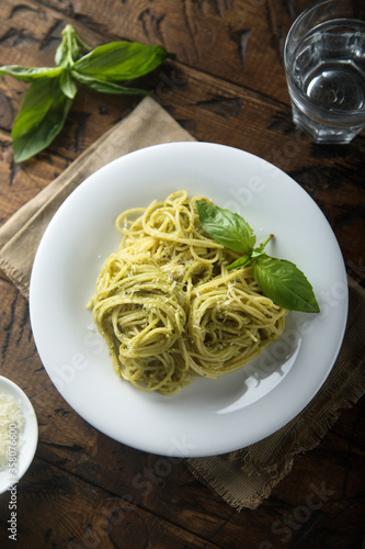 Pasta with pesto sauce