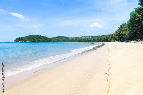 Clean beach on Phuket island in south of Thailand, nature tourist attraction, summer outdoor day light, tropical island © sirirak