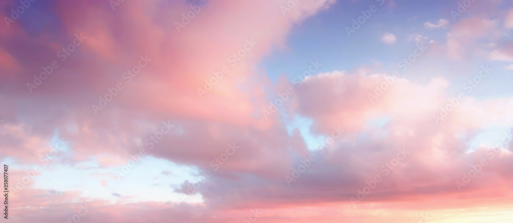 Fototapeta premium Evening sky with clouds. Golden hours sky