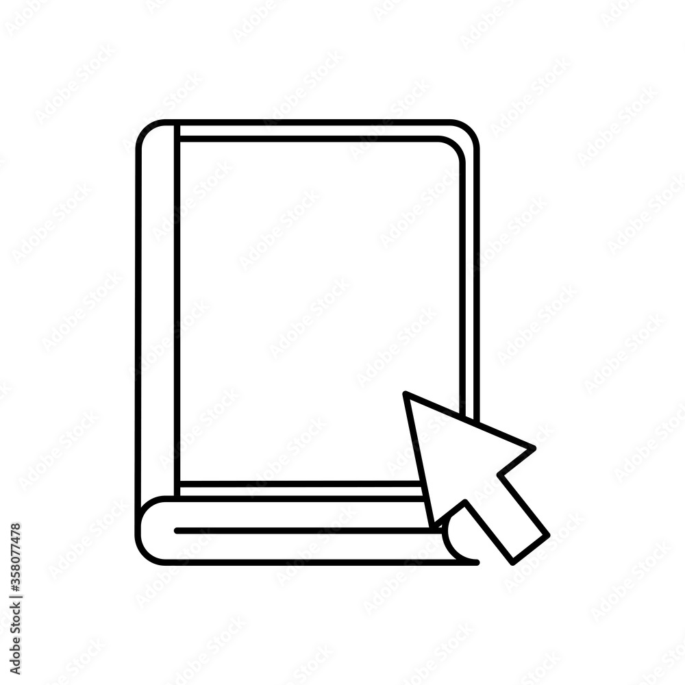 Ebook with cursor arrow silhouette style icon design, Education online and elearning theme Vector illustration Ebook with cursor arrow silhouette style icon design, Education online and elearning theme Vector illustration