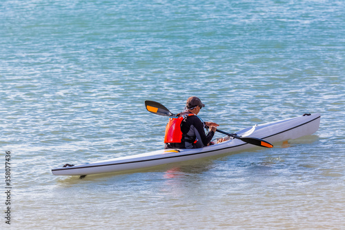 kayaking on the sea