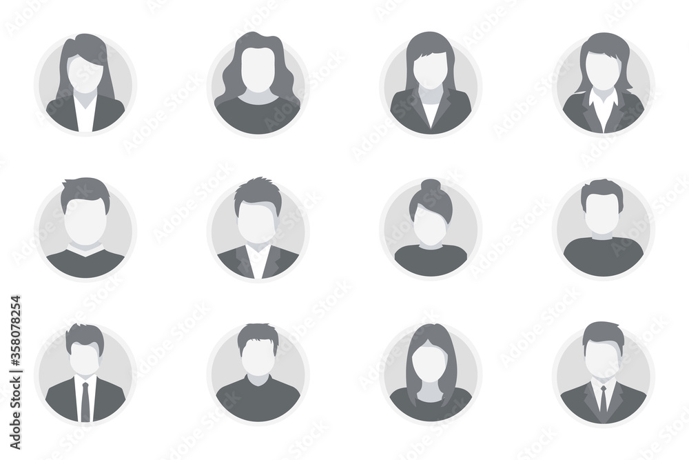 Set of People avatar faces. Avatar Profile Man and Woman. Different ...