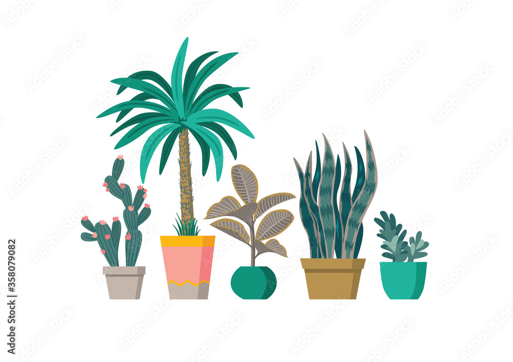 Vector set of plants. Flat design. Great for postcards, prints, posters, stickers, etc. Vector set of plants. Flat design. Great for postcards, prints, posters, stickers, etc.