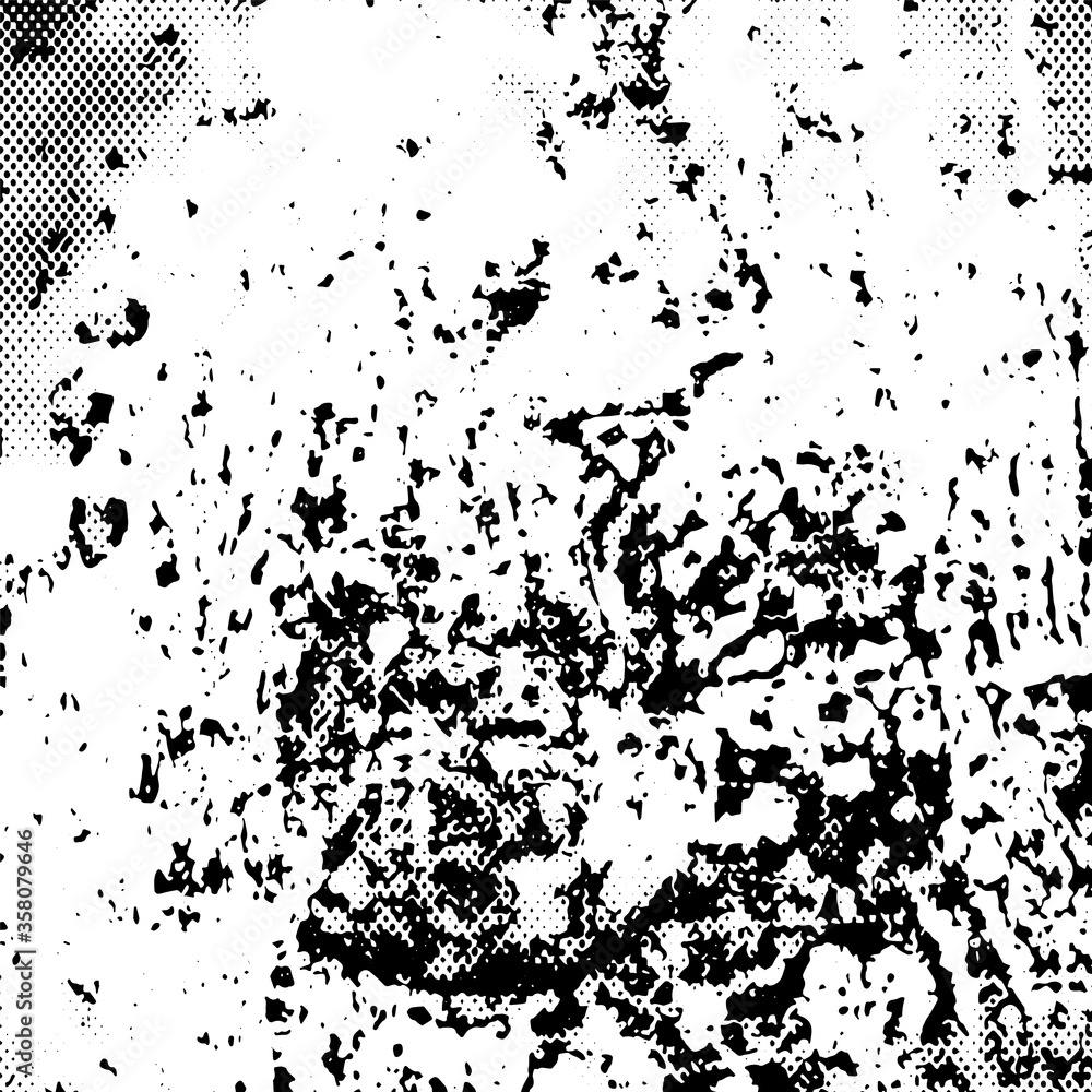 Obraz premium Grunge black and white. Monochrome texture of the old surface. Pattern of chips, scratches, cracks, dirt, wear. Vintage old surface