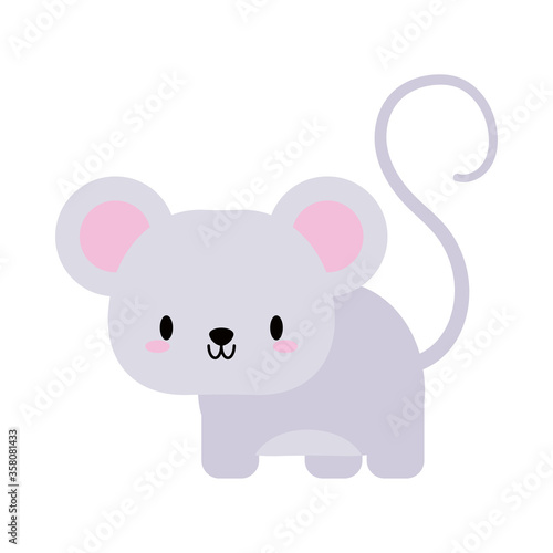 cute mouse kawaii, flat style icon © djvstock