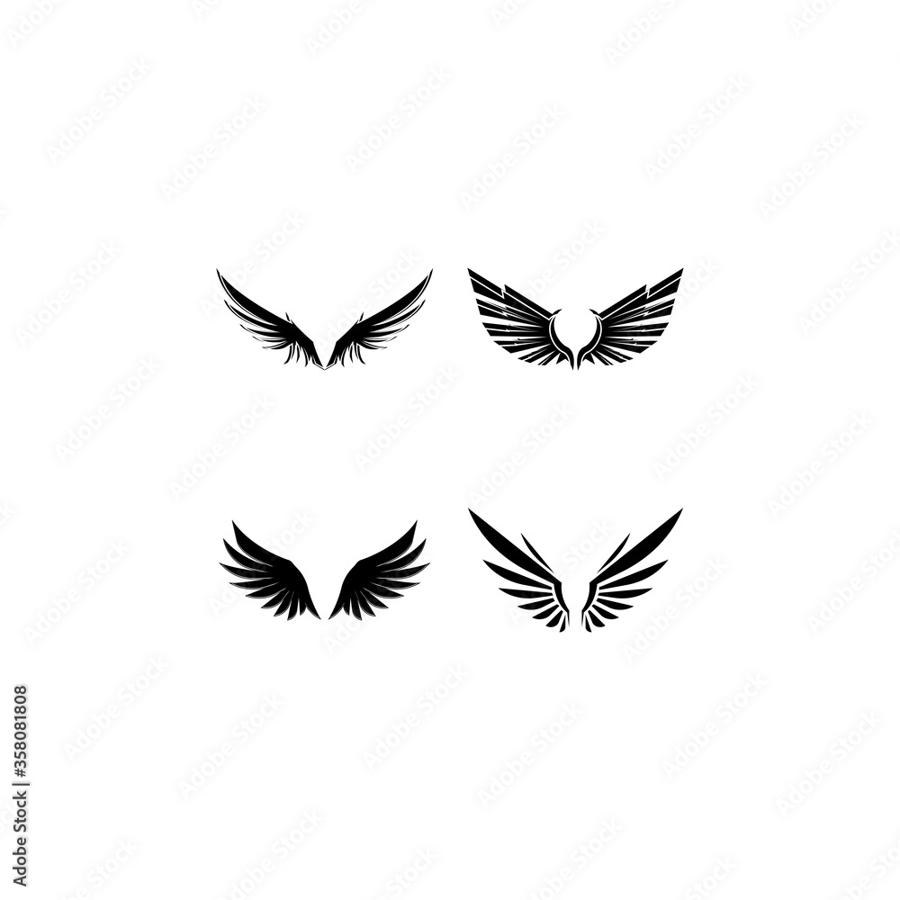 Wings black icons vector set. Modern minimalistic design. Wings black icons vector set. Modern minimalistic design.