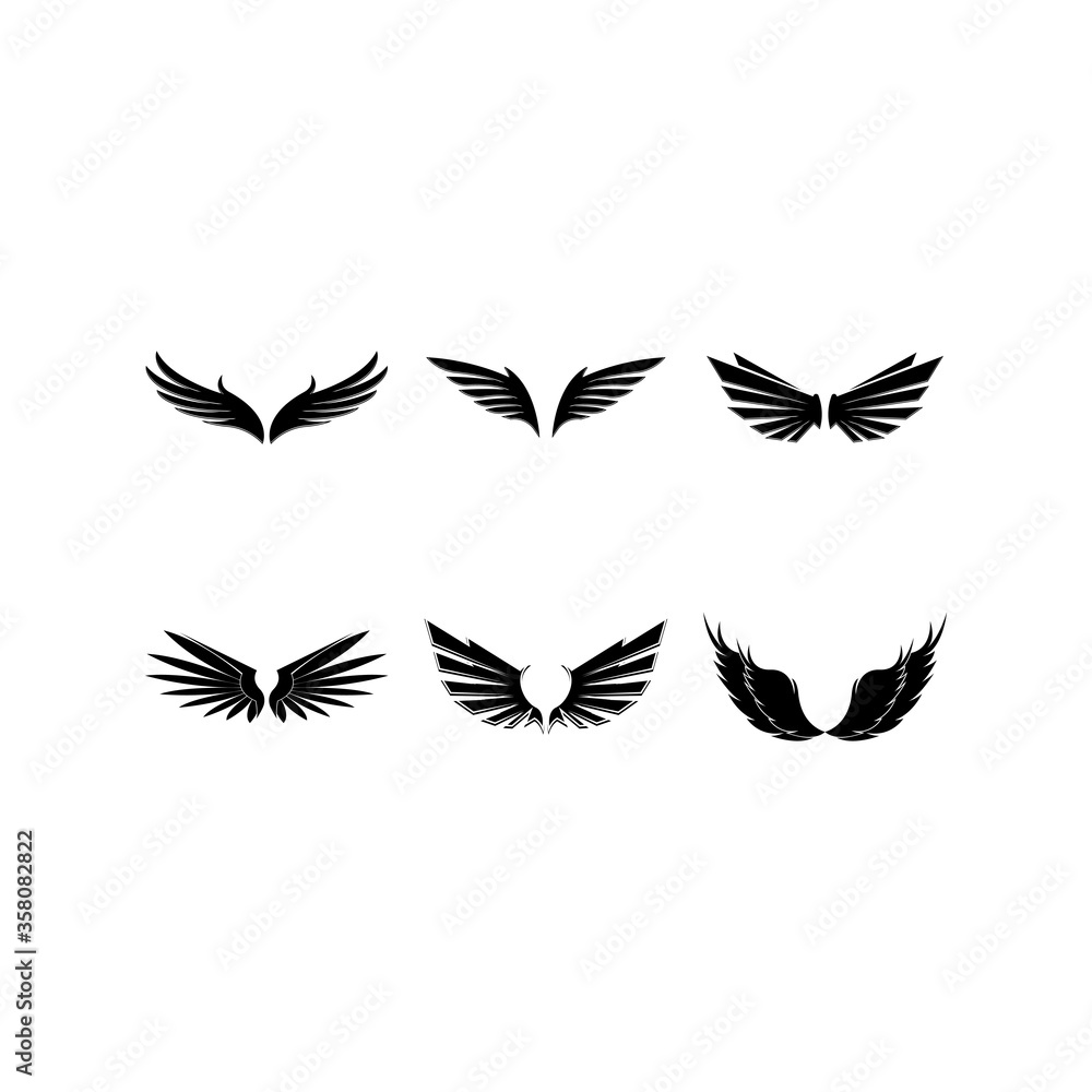 Wings black icons vector set. Modern minimalistic design. Wings black icons vector set. Modern minimalistic design.