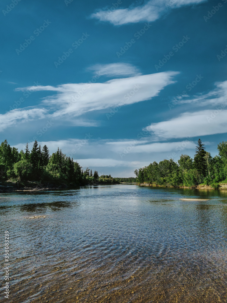 river and clouds in the taiga, travel around Russia river and clouds in the taiga, travel around Russia