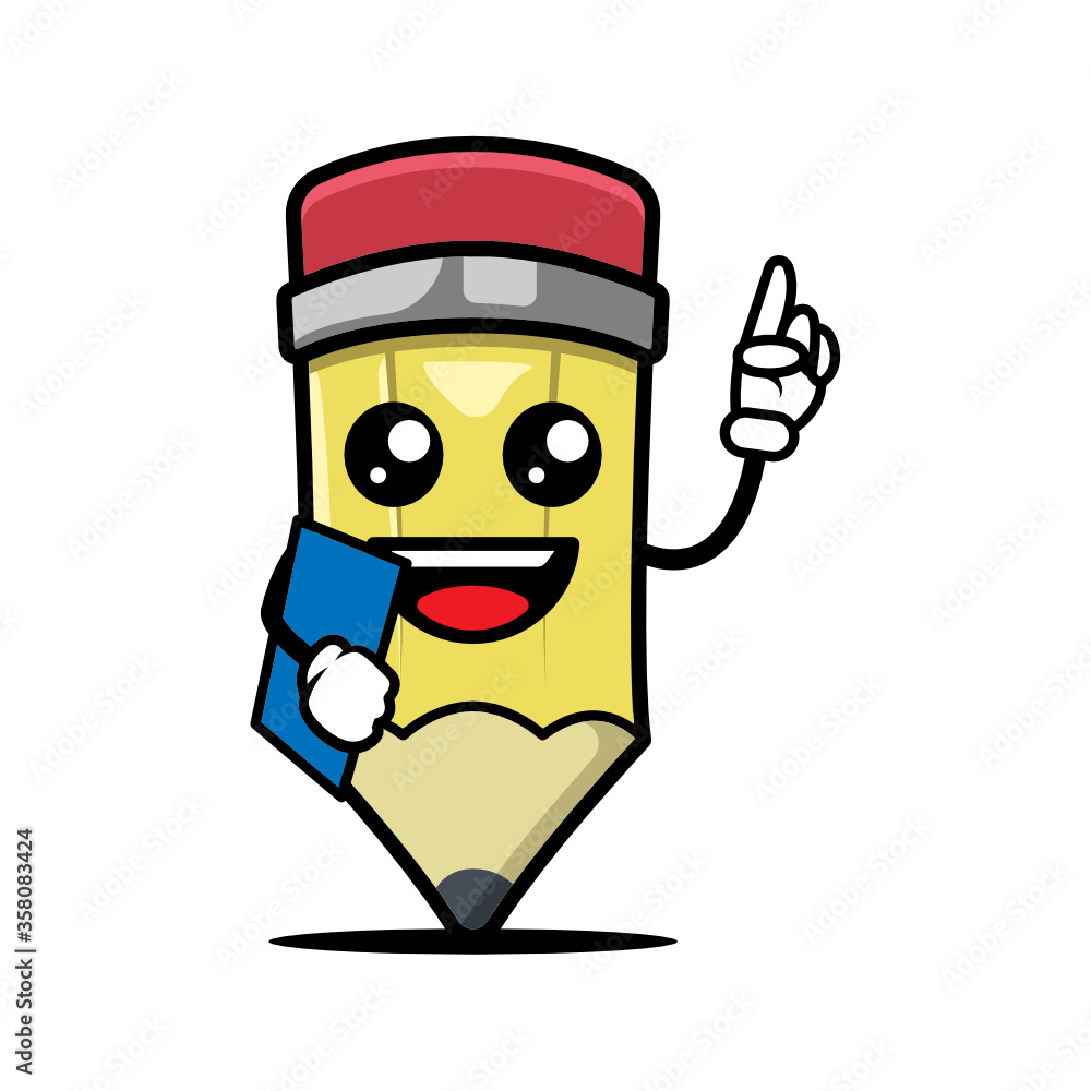 Cute pencil mascot design illustration template