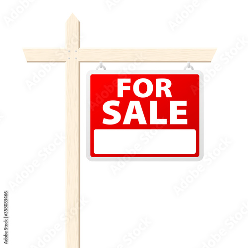 Basic house for sale sign. Vector illustration