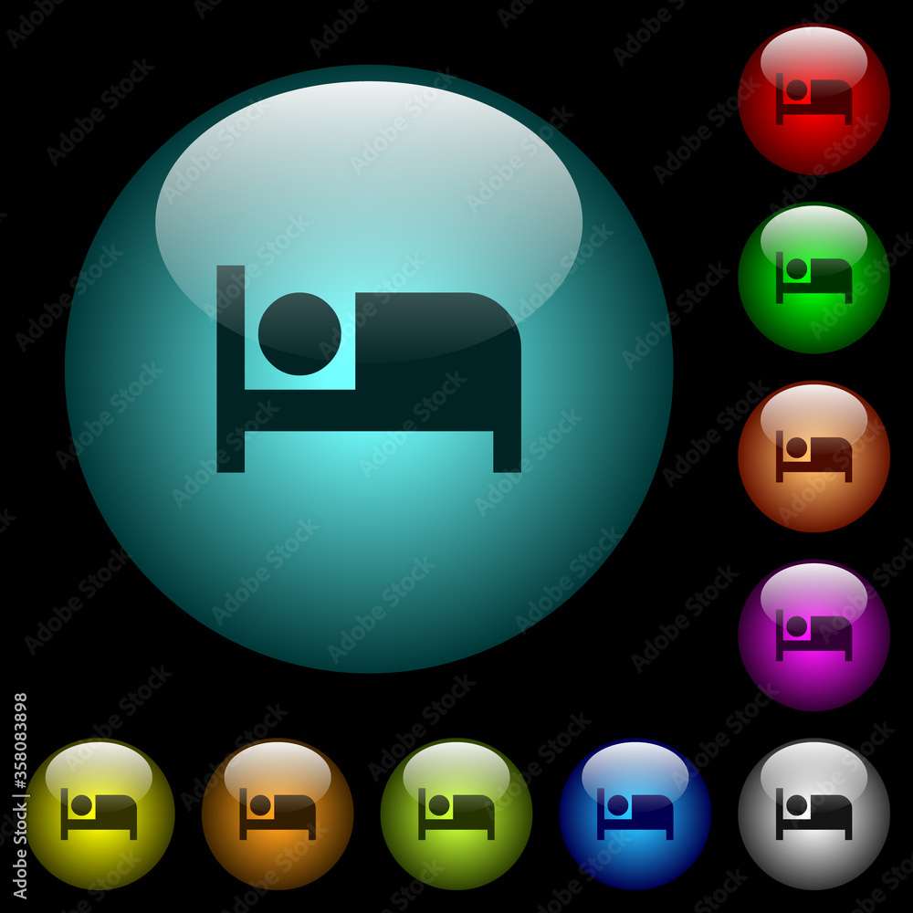 Hotel icons in color illuminated glass buttons Hotel icons in color illuminated glass buttons