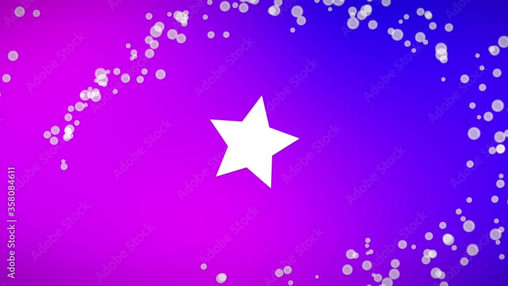 Star floating with bokeh spinning around Blue Purple background Star floating with bokeh spinning around Blue Purple background