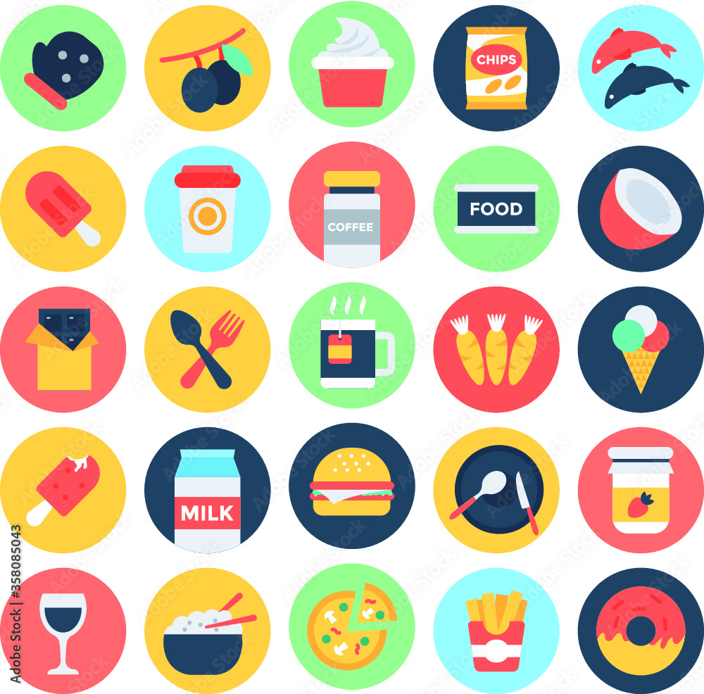 
Food Flat Vector Icons 12
