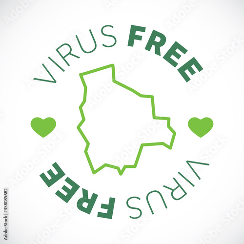 Bolivia map cornavirus free zone. Virus clear area.