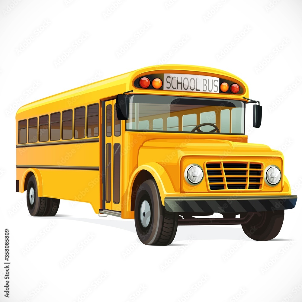 Vector yellow school bus isolated on white background Stock Vector