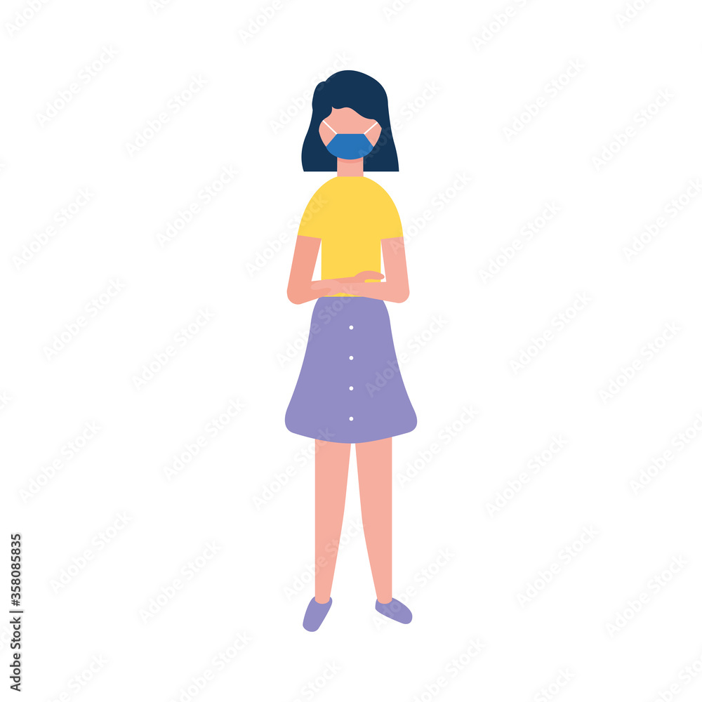 Woman with medical mask vector design