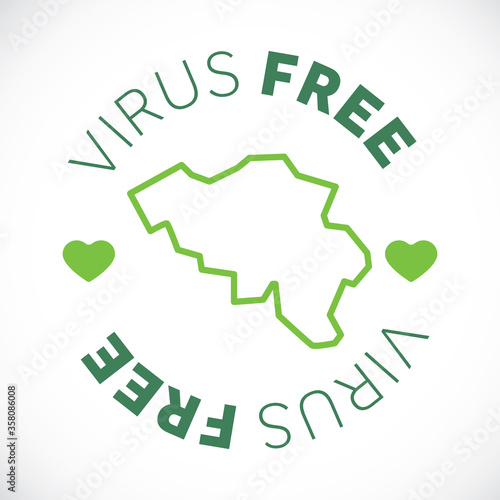 Belgium map cornavirus free zone. Virus clear area.