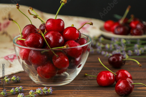 fresh cherries on the background