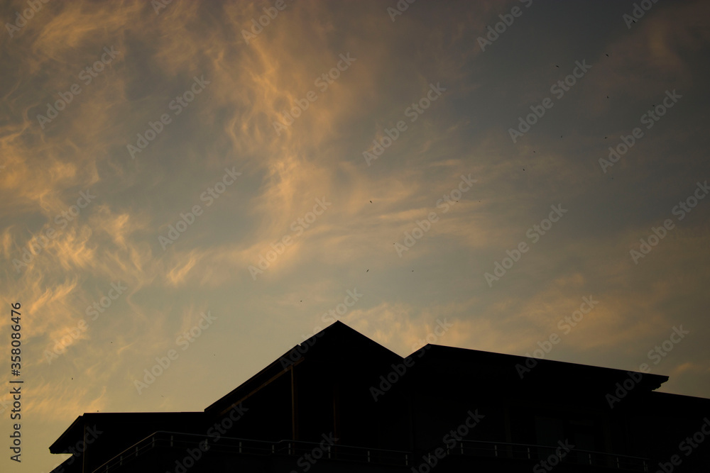sunset over the barn