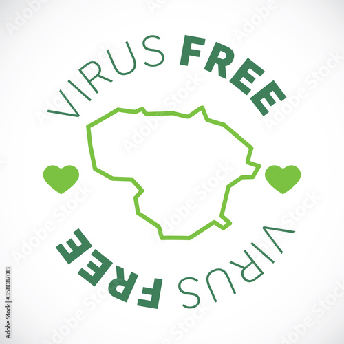 Lithuania map cornavirus free zone. Virus clear area.