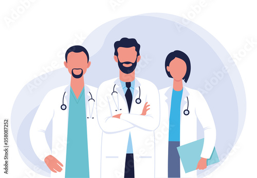 Set of doctors and nurses illustration