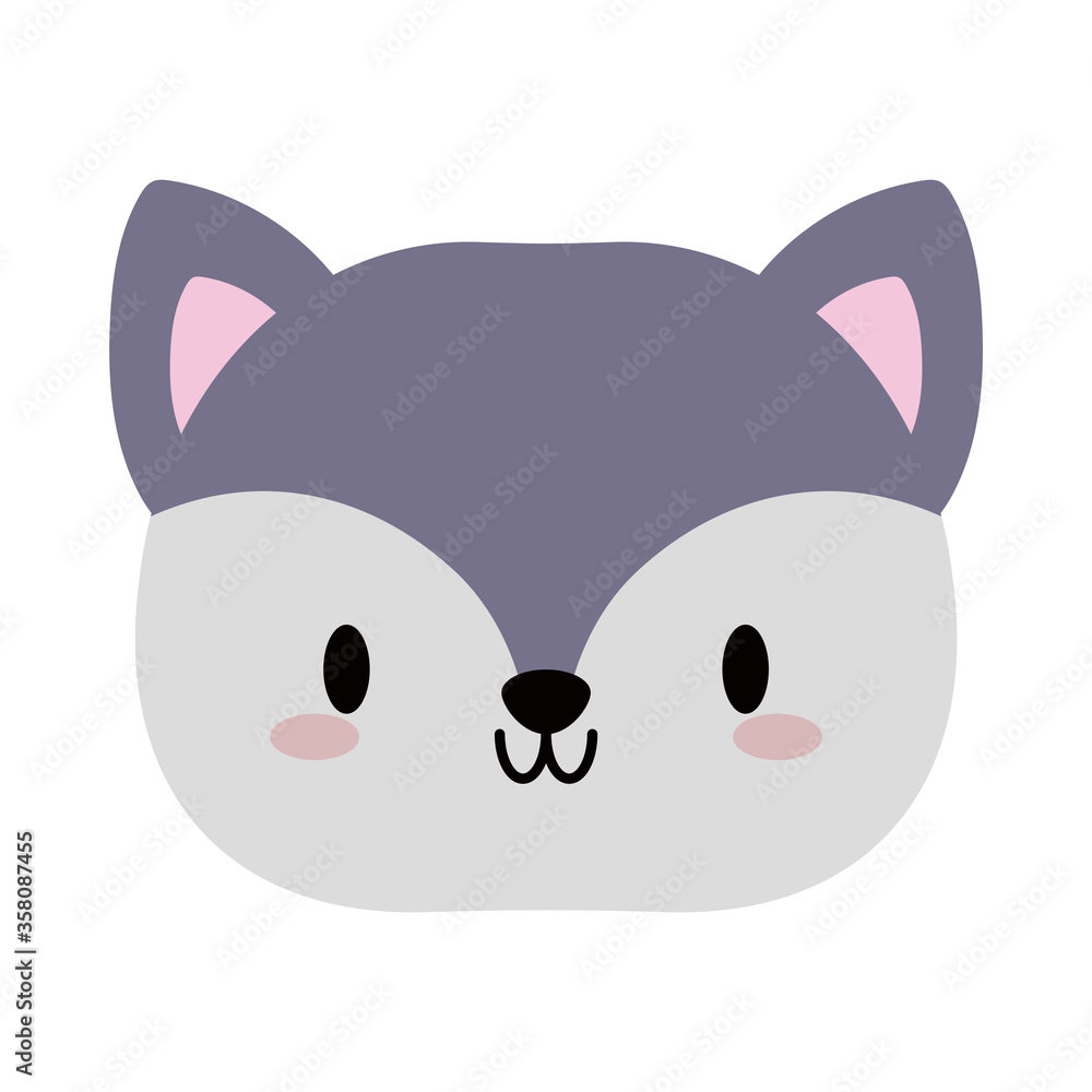 head of fox baby kawaii, flat style icon head of fox baby kawaii, flat style icon