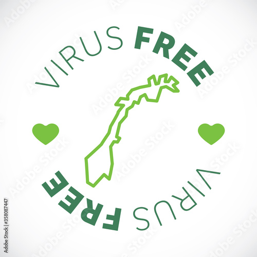 Norway map cornavirus free zone. Virus clear area.
