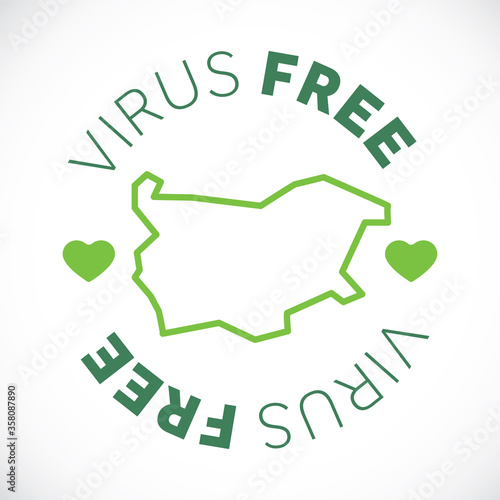 Bulgaria map cornavirus free zone. Virus clear area.