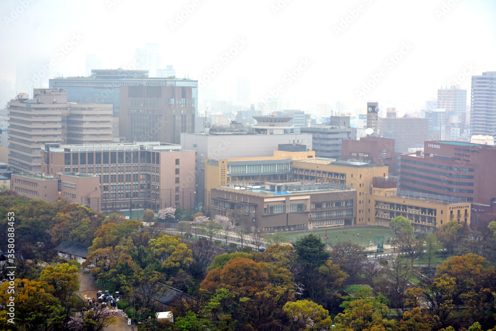 Overview of Osaka city at daytime in Osaka, Japan Stock Photo | Adobe Stock