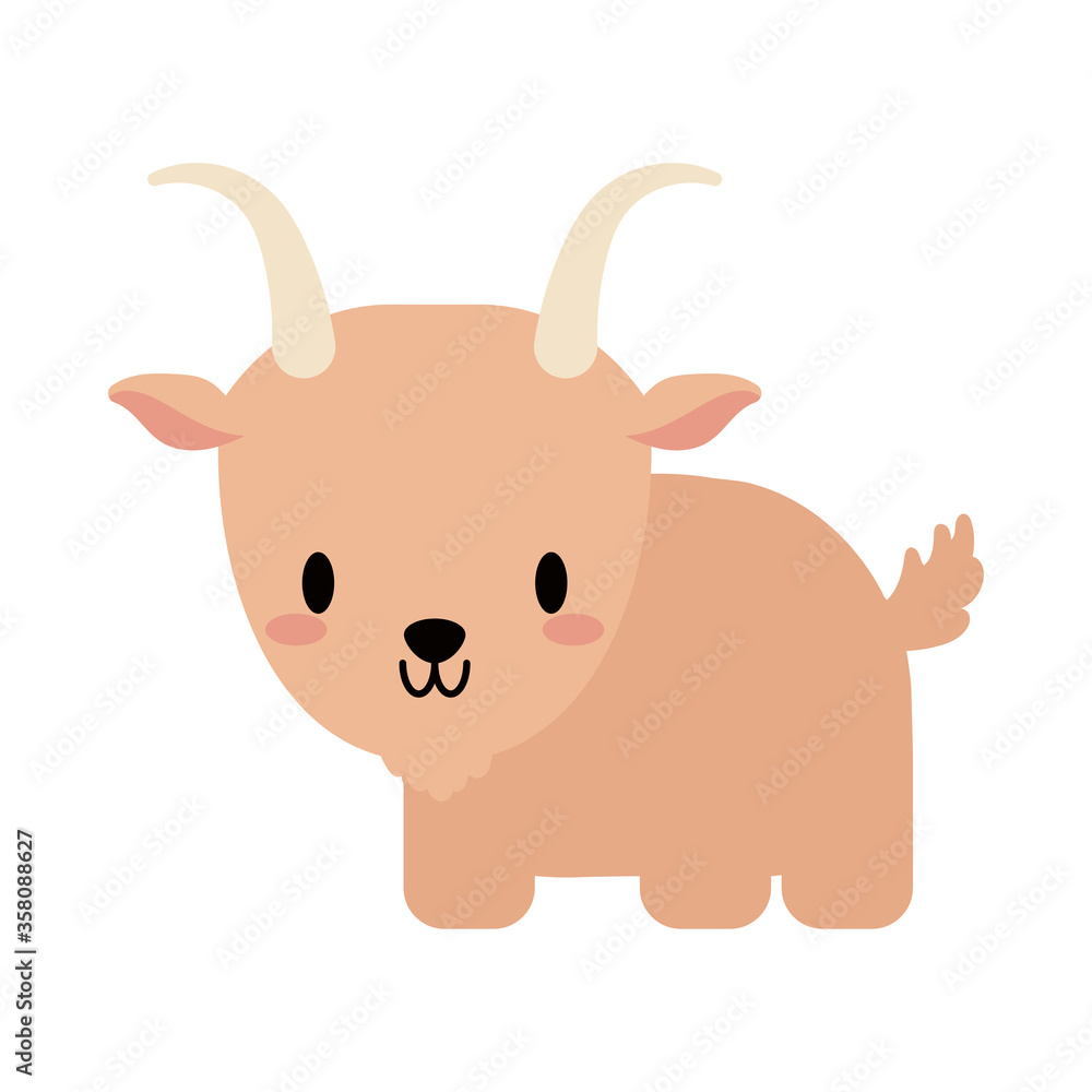 cute goat baby kawaii, flat style icon