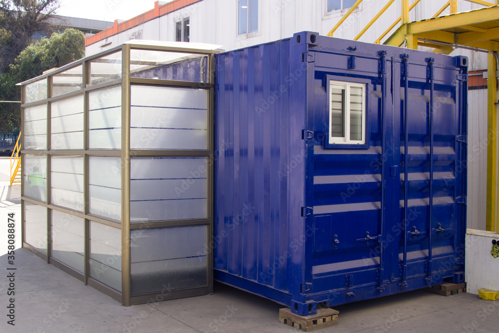 Contenedores De Concha De Vidrio Blanco Azul