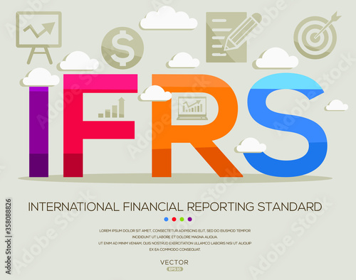 IFRS mean (international financial reporting standard) ,letters and icons,Vector illustration.